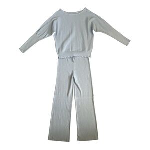 Matching Sweater Set Ribbed Light Blue Size Large